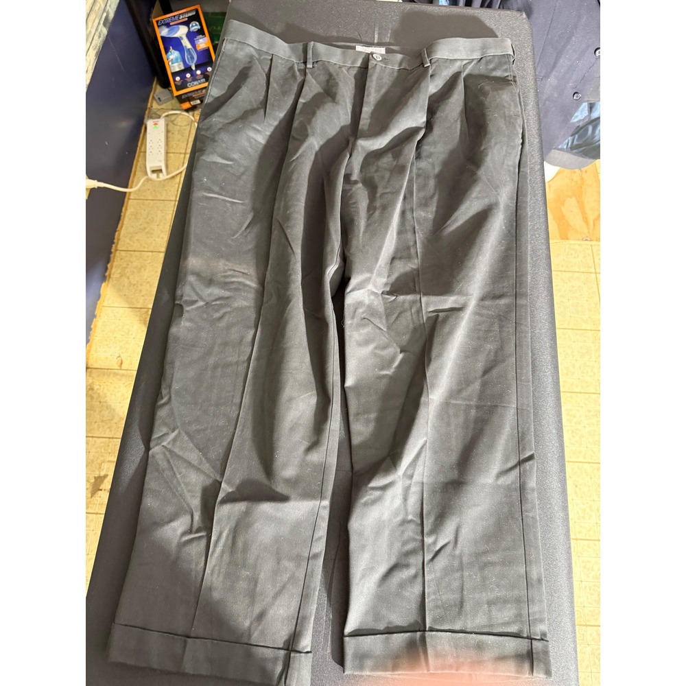 Dockers Relaxed Fit D4 Pleated Chinos‎ 42x30 Black Excellent Cuffed Trousers